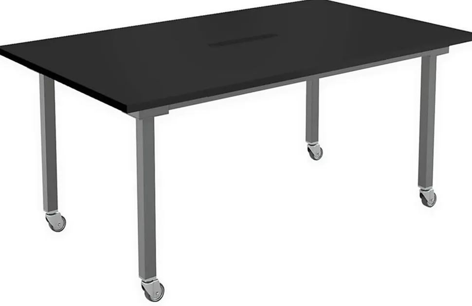 VARI Rectangular Conference Table, 30-1/2"H x 72"W x 42"D, Black/Slate