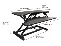 VARI VARIDESK ProPlus 36 Electric Standing Desk Converter, 6" to 19-3/4"H x 36" x 24-3/4", Black