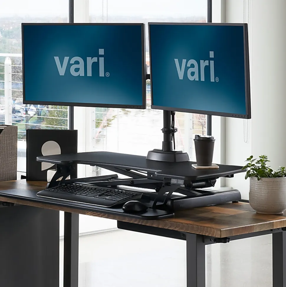 VARI VARIDESK ProPlus 36 Electric Standing Desk Converter, 6" to 19-3/4"H x 36" x 24-3/4", Black