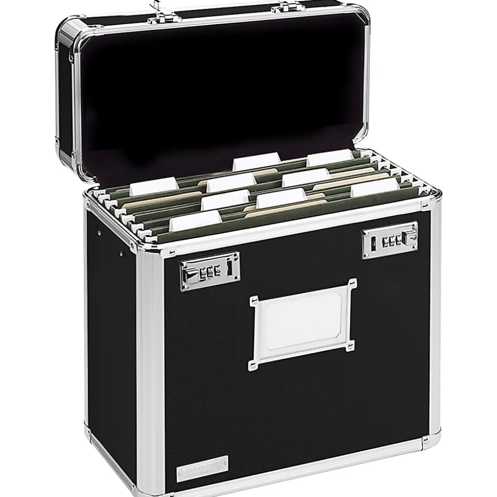 Vaultz® Locking Storage File Tote, Letter Size, 12 1/4" x 13 3/4" x 7 1/4", Black