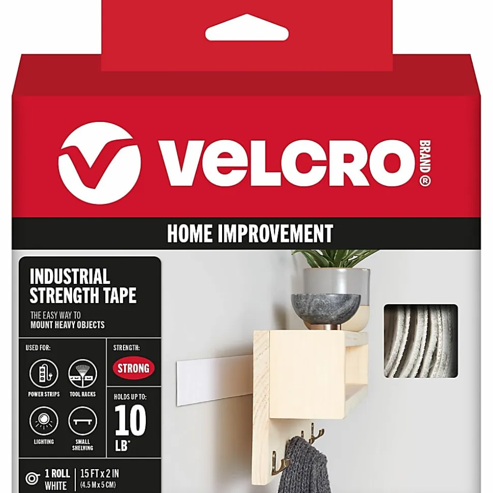 VELCRO® Brand Industrial Strength Velcro Self Stick Tape, 2" x 15', White