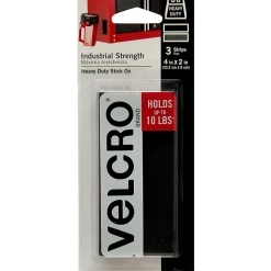 VELCRO® Brand Industrial Strength Tape, 2" x 4", Black, Pack Of 3