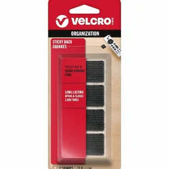 VELCRO® Brand Sticky Back Squares, 15/16" x 15/16", Black, Total Qty 12