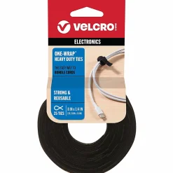 VELCRO® Brand VELCRO Brand Reusable Self-Gripping Cable Ties - Tie - Black - 25 Pack