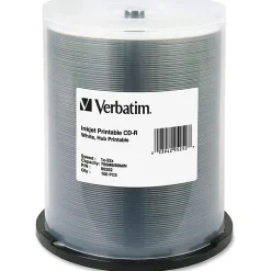 Verbatim® CD-R Printable Disc Spindle, White, Pack Of 100