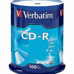 Verbatim® CD-R Recordable Media, Spindle, 700MB/80 Minutes, Pack Of 100