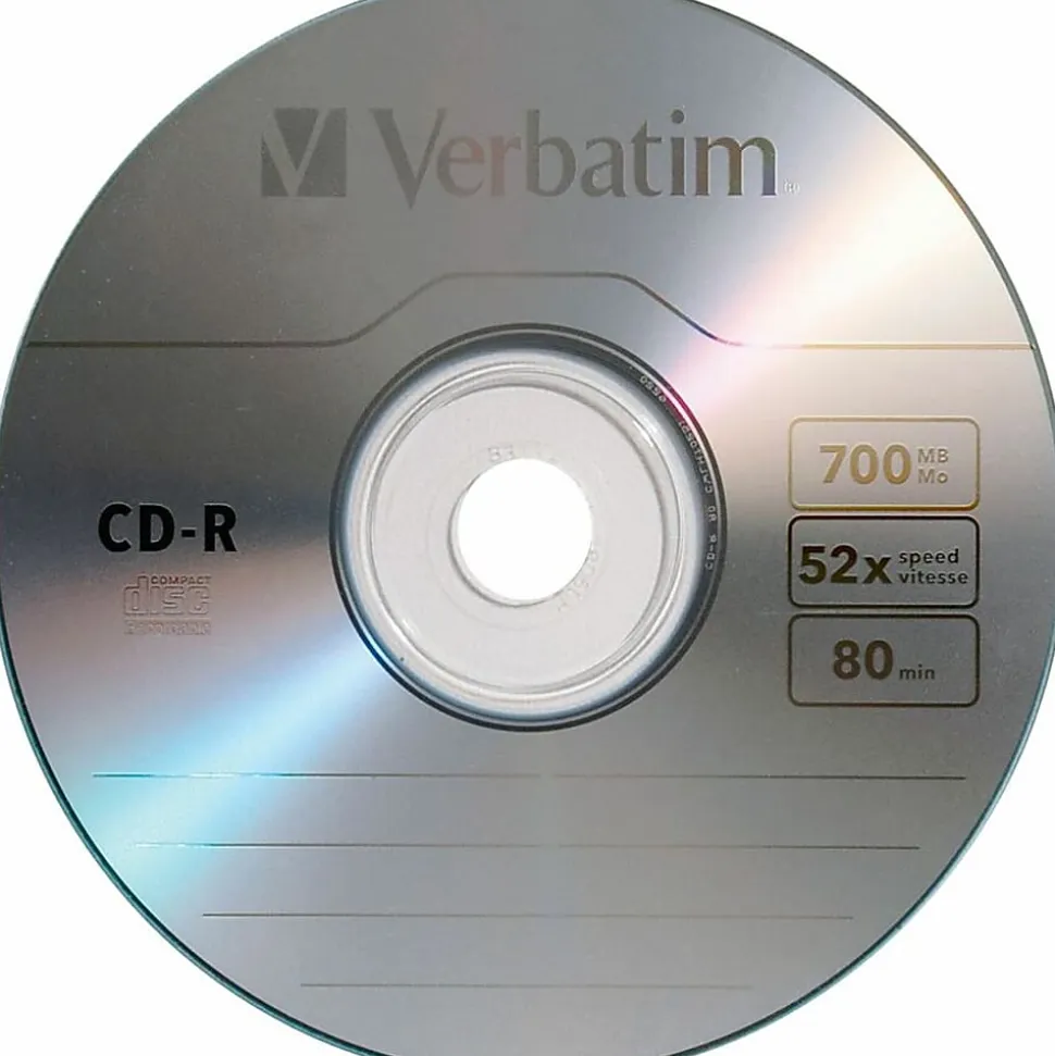 Verbatim® CD-R Recordable Media, Spindle, 700MB/80 Minutes, Pack Of 100