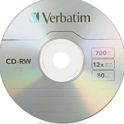 Verbatim CD-RW 700MB 4X-12X High Speed Discs With Branded Surface, Spindle Of 25