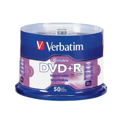 Verbatim DVD+R 4.7GB 16X Life Series, White, Spindle Of 50