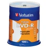 Verbatim DVD-R 4.7GB 16X Life Series White Inkjet Printable, Hub Printable - 100pk Spindle