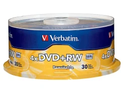 Verbatim® DVD+RW Rewritable Media Spindle, 4.7GB/120 Minutes, Pack Of 30