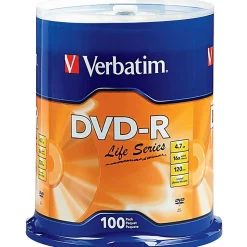 Verbatim® Life Series DVD-R Disc Spindle, Pack Of 100