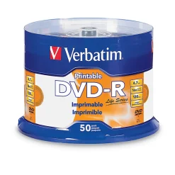 Verbatim® Life Series DVD-R Printable Disc Spindle, Pack Of 50