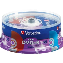 Verbatim® Life Series DVD+R Spindle, Vibrant Color, Pack Of 25