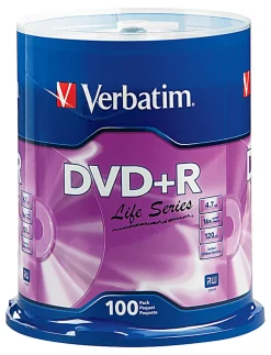 Verbatim® Life Series DVD+R Spindle, Pack Of 100