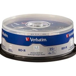 Verbatim M-Disc BD-R 25GB 4X with Branded Surface - 25pk Spindle - 120mm