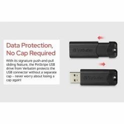 Verbatim Microban 32GB PinStripe USB 3.2 Flash Drive Business Pack - 32 GB - USB 3.2 (Gen 1) Type A - Black - Lifetime Warranty - 10 / Pack