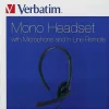 Verbatim Mono Headset with Microphone and In-Line Remote - Mono - Mini-phone (3.5mm) - Wired - 32 Ohm - 70722