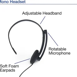 Verbatim Mono Headset with Microphone and In-Line Remote - Mono - Mini-phone (3.5mm) - Wired - 32 Ohm - 70722