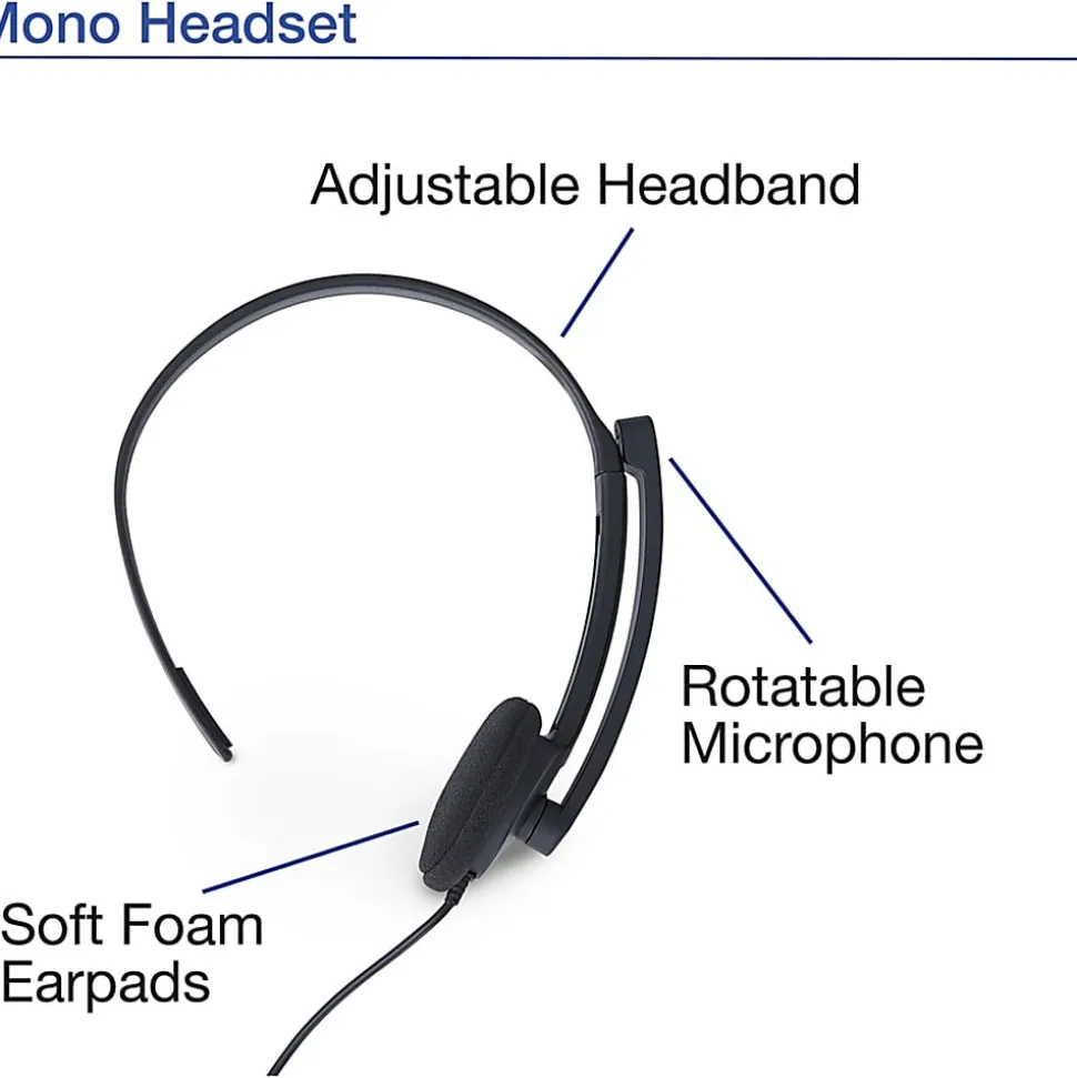 Verbatim Mono Headset with Microphone and In-Line Remote - Mono - Mini-phone (3.5mm) - Wired - 32 Ohm - 70722