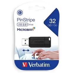 Verbatim® PinStripe USB Flash Drive, 32GB, Black