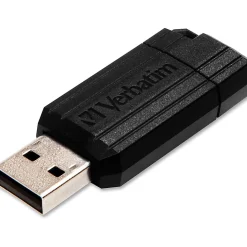Verbatim® PinStripe USB Flash Drive, 8GB, Black