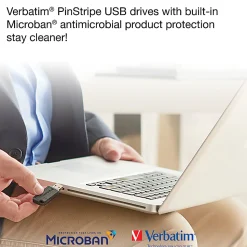 Verbatim® PinStripe USB Flash Drive, 16GB, Black