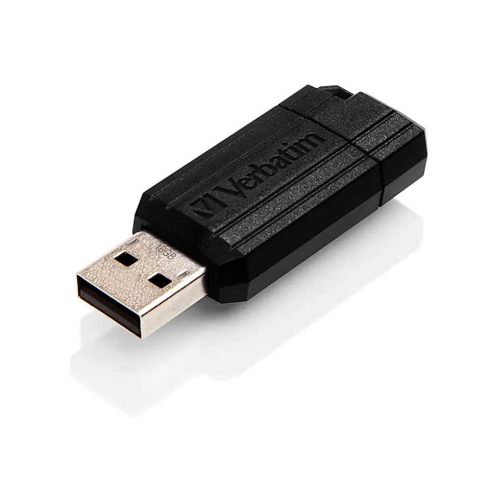Verbatim® PinStripe USB Flash Drive, 16GB, Black