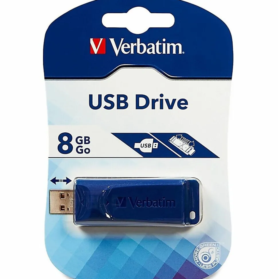Verbatim Retractable USB 2.0 Flash Drive, 8GB, Blue