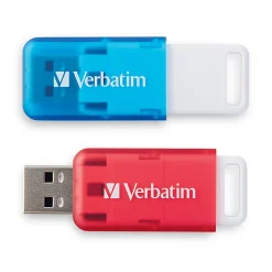Verbatim® SeaGlass USB 2.0 Flash Drives, 64GB, Assorted Colors, Pack Of 2