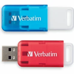 Verbatim® SeaGlass USB 2.0 Flash Drives, 64GB, Assorted Colors, Pack Of 2