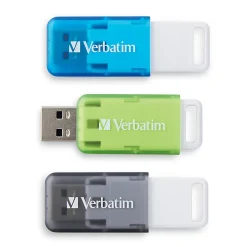 Verbatim® SeaGlass USB 2.0 Flash Drives, 32GB, Assorted Colors, Pack Of 3