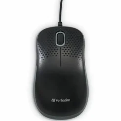 Verbatim Silent Corded Optical Mouse - Black - Optical - Cable - Black - USB Type A - Scroll Wheel - 3 Button(s) - 1 Each