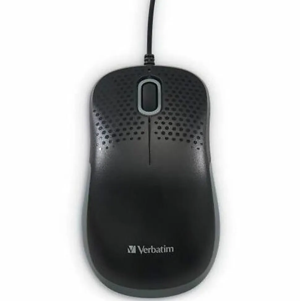 Verbatim Silent Corded Optical Mouse - Black - Optical - Cable - Black - USB Type A - Scroll Wheel - 3 Button(s) - 1 Each
