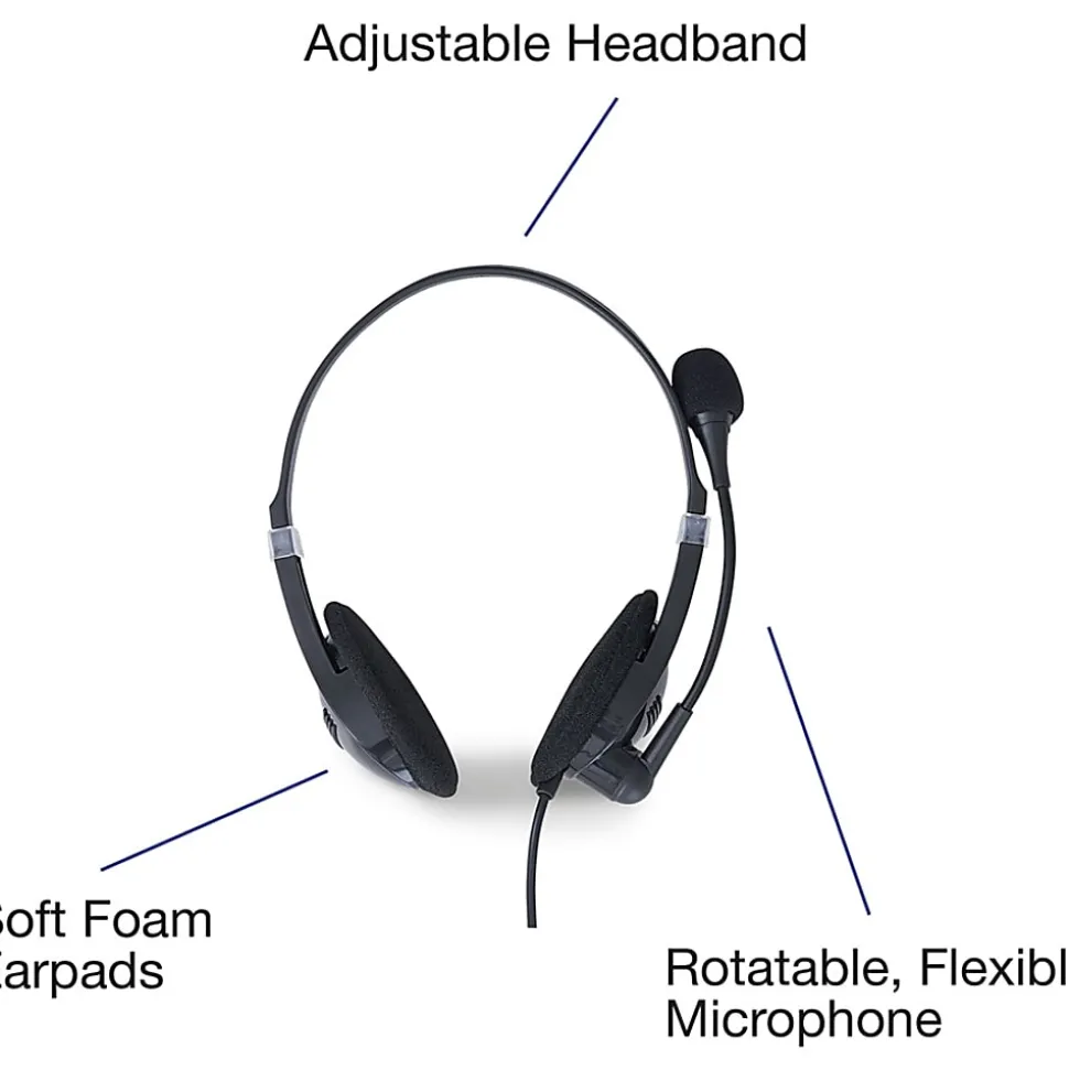 Verbatim Stereo Headset with Microphone and In-Line Remote - Stereo - USB Type A - Wired - 32 Ohm - 20 Hz to 20 kHz - 70723