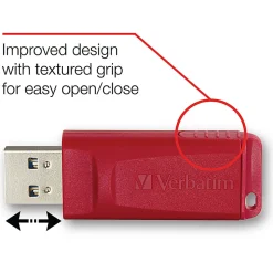 Verbatim Store 'n' Go USB Flash Drives - 16 GB - USB 2.0 - Red - Lifetime Warranty - 4 / Carton