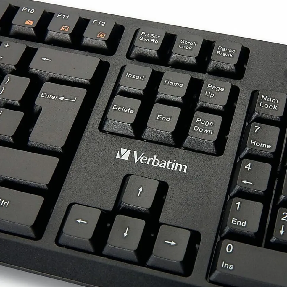 Verbatim Wired Keyboard and Mouse - USB Cable Keyboard - USB Mouse - 1000 dpi - Multimedia Hot Key(s) - 70734