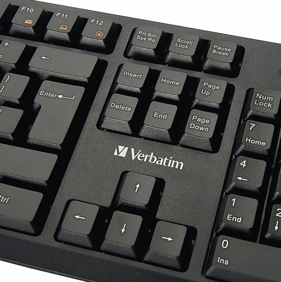 Verbatim Wired Keyboard and Mouse - USB Cable Keyboard - USB Mouse - 1000 dpi - Multimedia Hot Key(s) - 70734