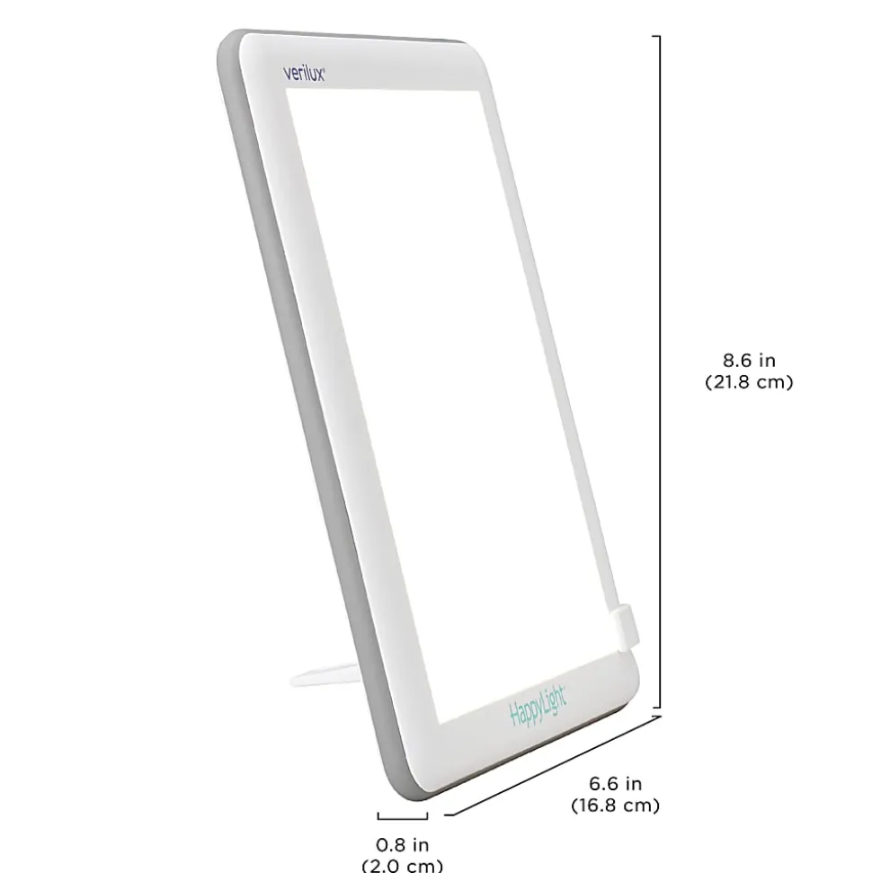 Verilux HappyLight Lucent LED UV-Free Therapy Lamp, 8-5/8"H x 6-5/8"W x 13/16"D, White