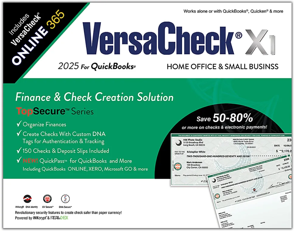 VersaCheck X1 For QuickBooks + VersaCheck ONLINE Gold Bundle, 2025, 1-Year Subscription, PC, Product Key/Download