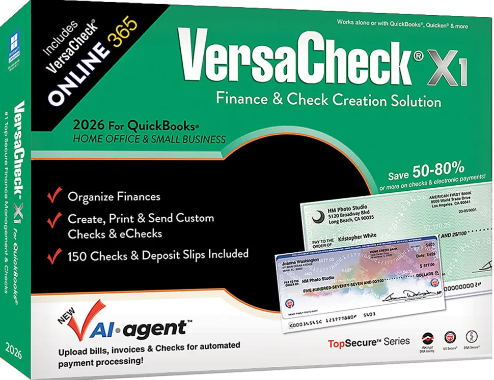 VersaCheck X1 2026 For QuickBooks + VersaCheck ONLINE Gold Bundle, 1 User, 1-Year Subscription, PC, Download