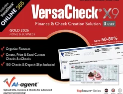 VersaCheck X9 Gold 2026 + VersaCheck ONLINE Gold Bundle, 3 Users, 1-Year Subscription, PC, Download