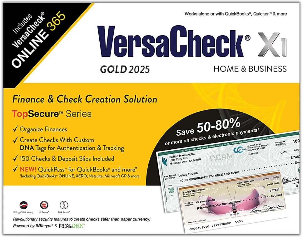 VersaCheck X1 Gold + VersaCheck ONLINE Gold Bundle, 2025, 1-Year Subscription, PC, Product Key/Download