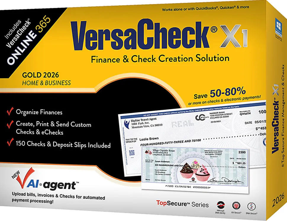 VersaCheck X1 Gold 2026 + VersaCheck ONLINE Gold Bundle, 1 User, 1-Year Subscription, PC, Download