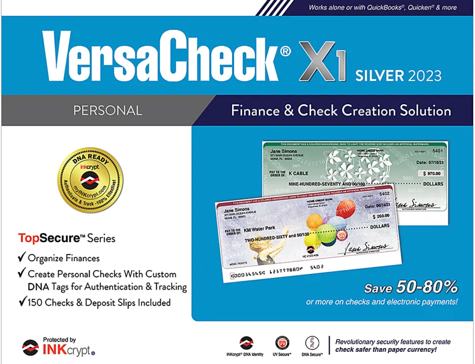 VersaCheck® X1 INKcrypt Silver Software, 2023, Windows® 8.1/10/11, Disc/Product Key