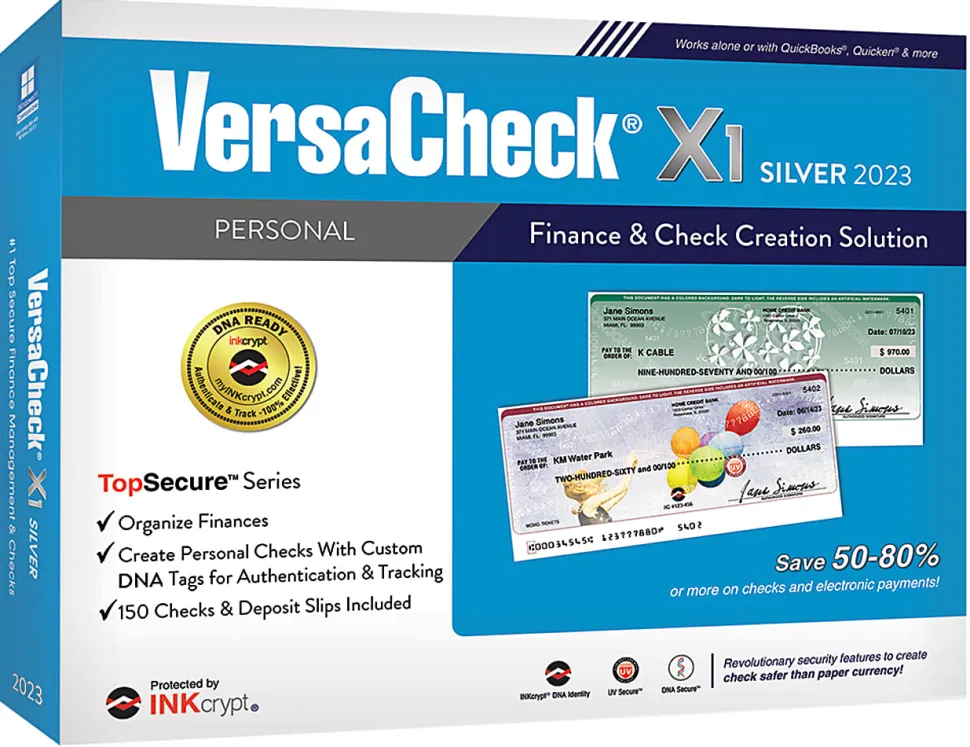 VersaCheck® X1 INKcrypt Silver Software, 2023, Windows® 8.1/10/11, Disc/Product Key