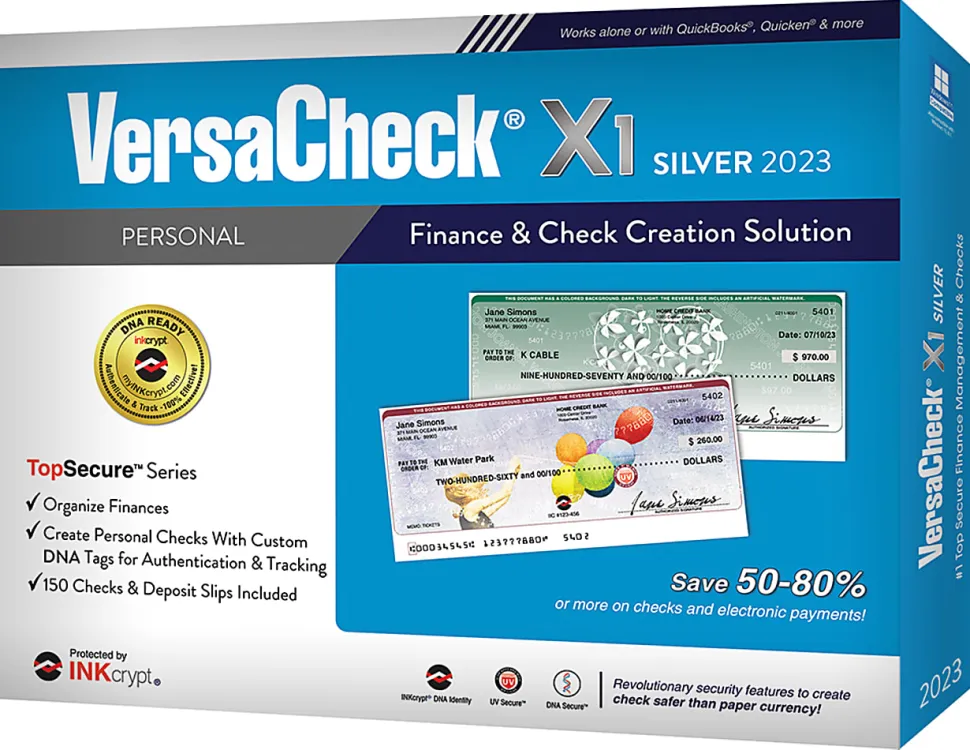 VersaCheck® X1 INKcrypt Silver Software, 2023, Windows® 8.1/10/11, Disc/Product Key