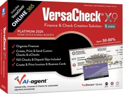VersaCheck X9 Platinum 2026 + VersaCheck ONLINE Platinum Bundle, 5 Users, 1-Year Subscription, PC, Download