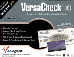 VersaCheck X1 Platinum 2026 + VersaCheck ONLINE Platinum Bundle, 1 User, 1-Year Subscription, PC, Download