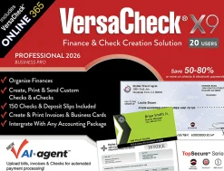 VersaCheck X9 Professional 2026 + VersaCheck ONLINE Pro Bundle, 20 Users, 1-Year Subscription, PC, Download